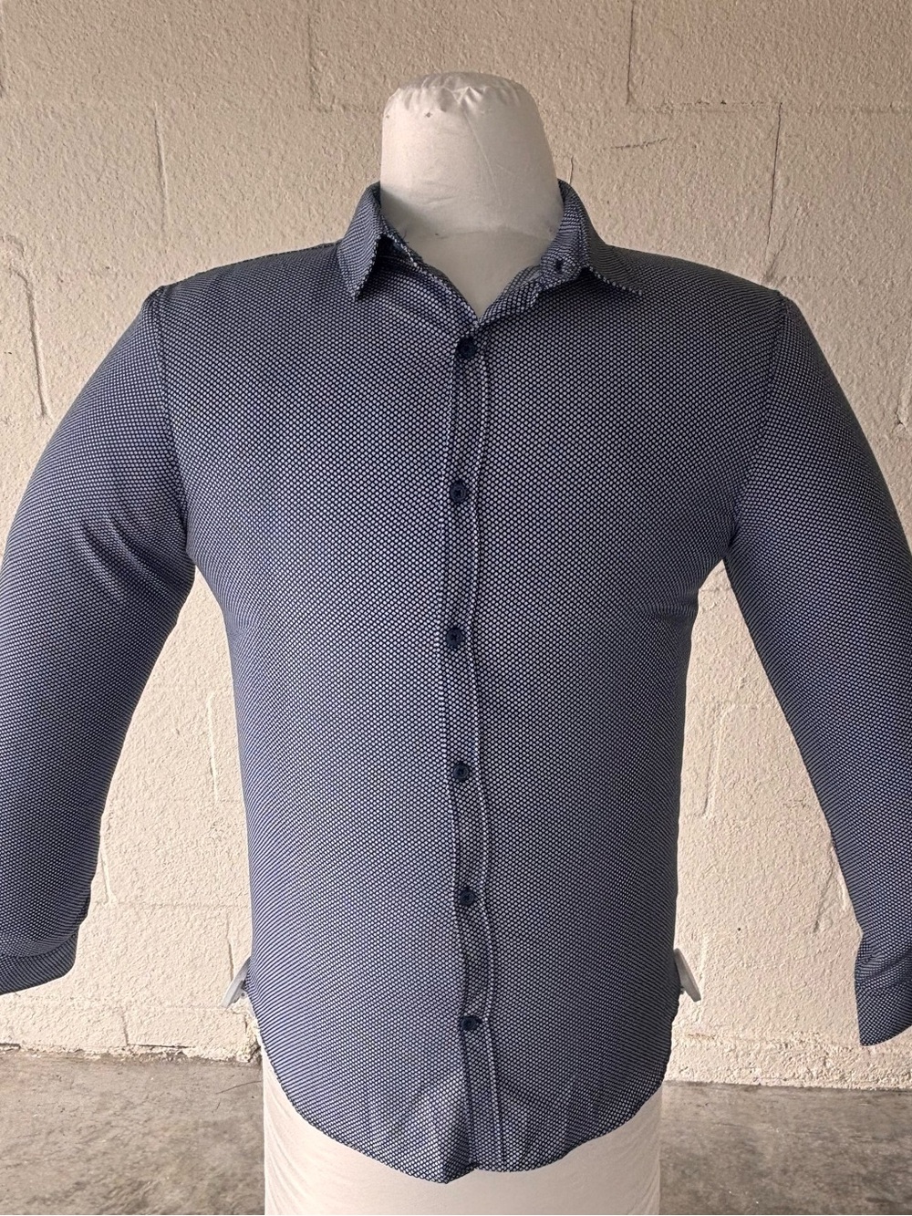 Essex Crossing Geometric Blue Mens (US) L Stretch Long Sleeve Formal Button Up